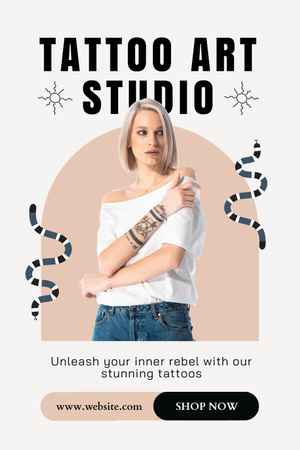 Art Tattoo Studio With Snakes Illustration Pinterest Šablona návrhu