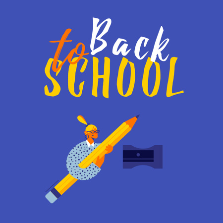 Back to School with Girl holding Huge Pencil Animated Post Modelo de Design