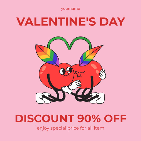Ontwerpsjabloon van Instagram AD van Special Discount Offer on All Items for Valentine's Day