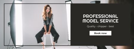 Professional Model Service Offer Facebook cover Modelo de Design