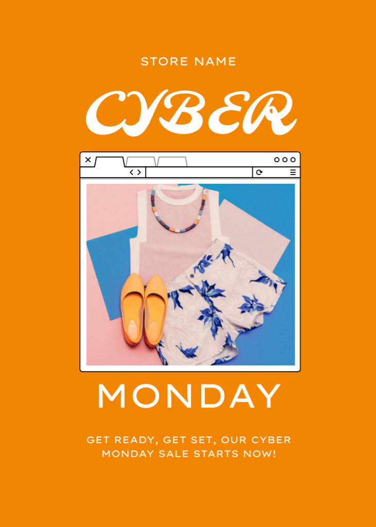 Ontwerpsjabloon van Flayer van Marvelous Clothing And Shoes Sale on Cyber Monday
