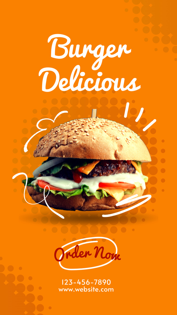 Tasty Burger Offer on Orange Instagram Story Design Template