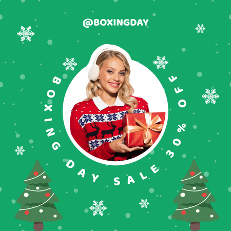 Christmas Sale with Attractive Blonde Instagram Design Template