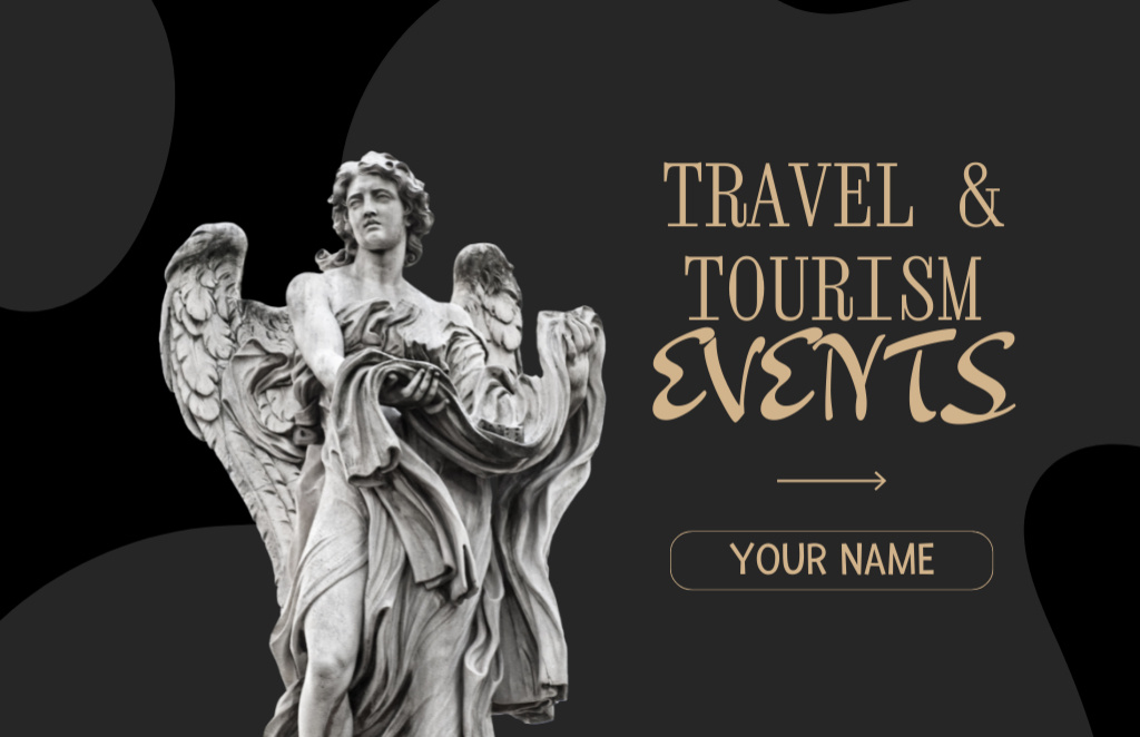 Travel Agency Services Offer with Antique Statue Business Card 85x55mm tervezősablon