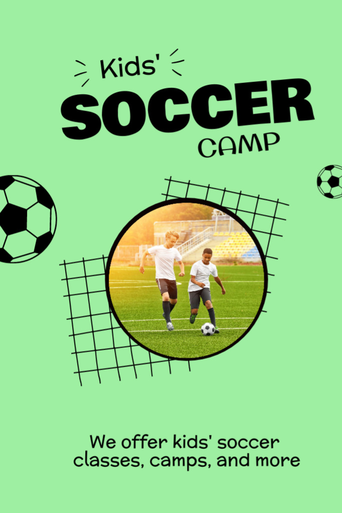 Kids' Soccer Camp Announcement Flyer 4x6in Modelo de Design