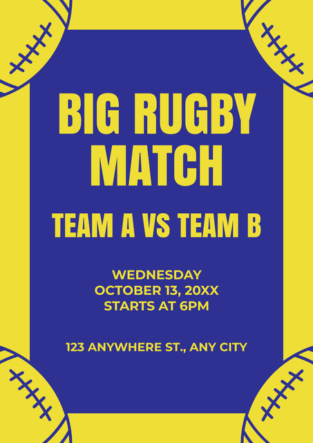 Announcement of Big Rugby Match Poster – шаблон для дизайна