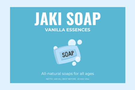 Designvorlage Natürliches Seifenstück mit Vanilleessenzen für Label