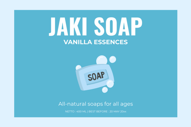 Natural Soap Bar With Vanilla Essences Label Modelo de Design