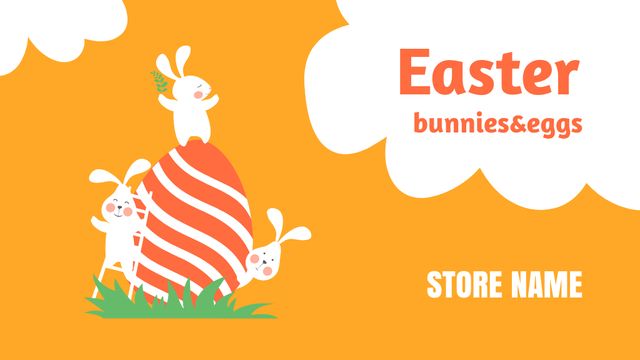 Easter Holiday Sale Announcement with Cute Bunnies Label 3.5x2in Tasarım Şablonu