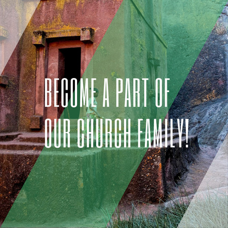 Church Invitation on old building view Instagram AD Design Template