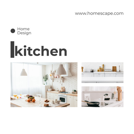 Ontwerpsjabloon van Instagram van interieur van moderne lichte keuken