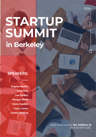 Startup Summit Announcement Business Team at the Meeting Poster Design Template