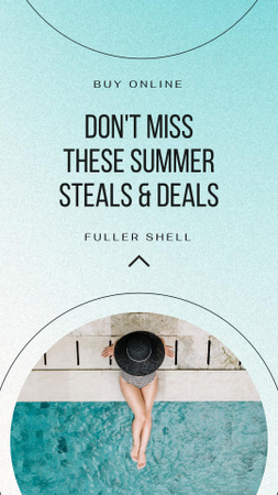 Designvorlage sommerschlussverkauf mit mädchen im pool für Instagram Video Story