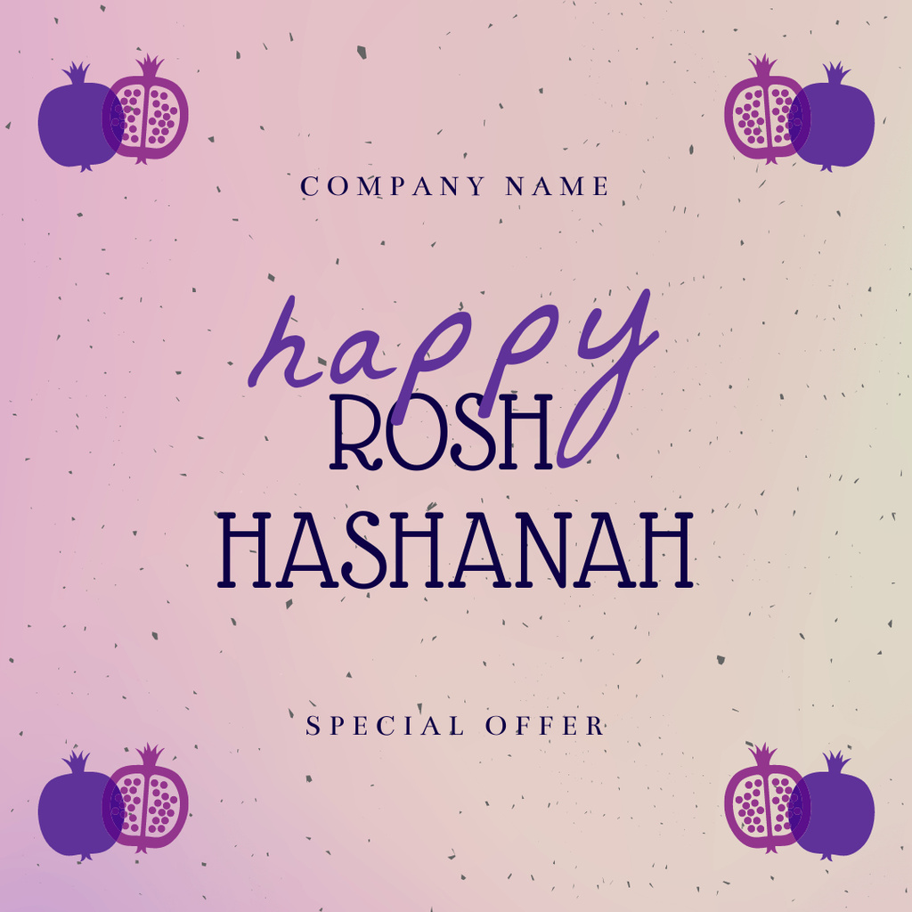 Rosh Hashanah Greeting Card with Pomegranates Instagram Tasarım Şablonu