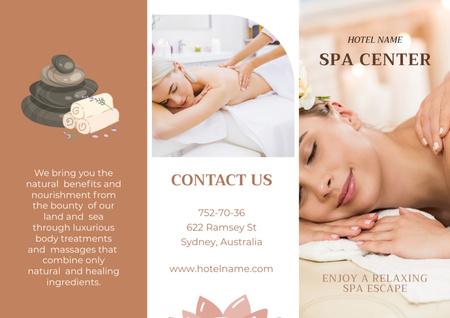 Designvorlage Spa-Antrags-Collage mit Frau auf Massage für Brochure