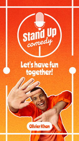 Stand-up Comedy Show with Illustration of Microphone in Orange Instagram Story Design Template
