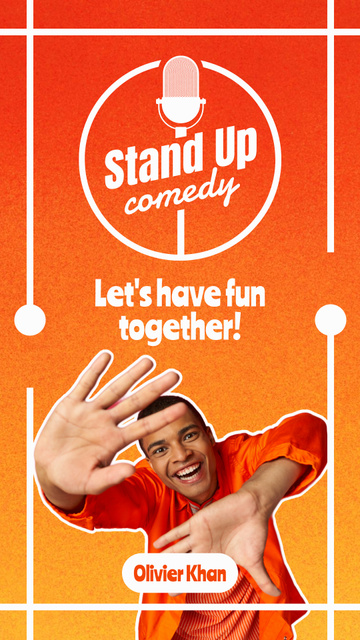 Designvorlage Stand-up Comedy Show with Illustration of Microphone in Orange für Instagram Story