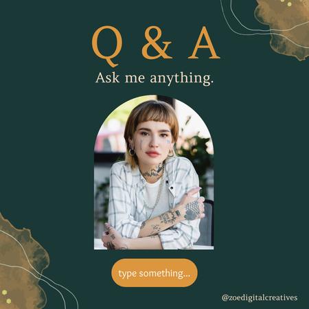 Ask me Anything Question with Cute Young Woman Instagram Design Template