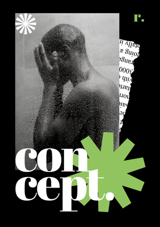 Platilla de diseño Abstract Concept with Man in Shower Poster A3