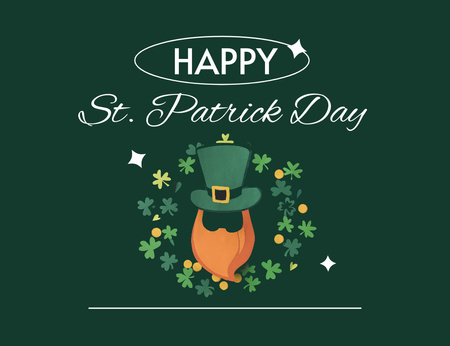 Patrick's Day with Green Illustration Thank You Card 5.5x4in Horizontal Design Template