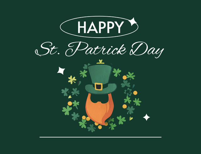 Plantilla de diseño de Patrick's Day with Green Illustration Thank You Card 5.5x4in Horizontal 