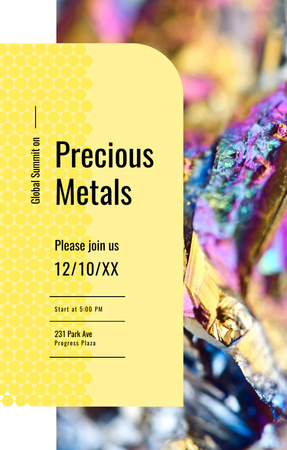Precious Metals Global Summit With Shiny Stone Surface Invitation 4.6x7.2in Design Template