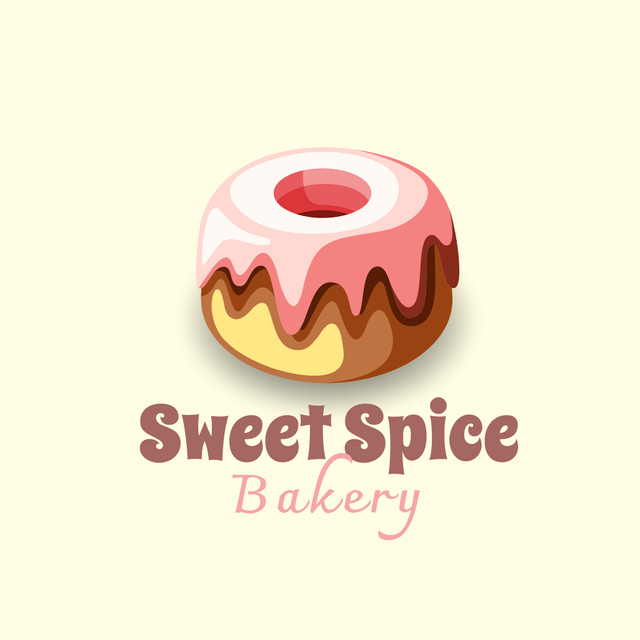Bakery Ad with Cute Donut Logo Design Template
