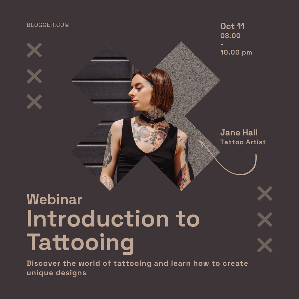Designvorlage Webinar on Introduction to Art of Tattooing für Instagram