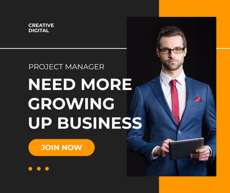 Marketing Agency Ad with Businessman Facebook Design Template