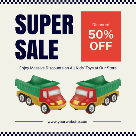 Designvorlage Super Sale für Kinderspielzeug im Store für Instagram AD
