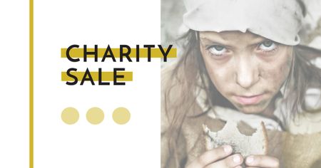 Ontwerpsjabloon van Facebook AD van liefdadigheid verkoop aankondiging met arme kleine meid