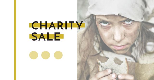 Charity Sale Announcement with Poor Little Girl Facebook AD Šablona návrhu
