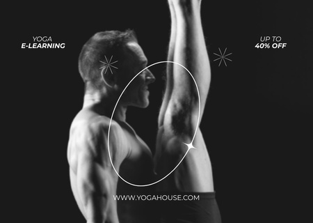 Plantilla de diseño de Ofreciendo descuento para cursos de yoga en línea Flyer A6 Horizontal 