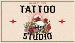 Offer by Tattoo Studio with Flowers and Skull