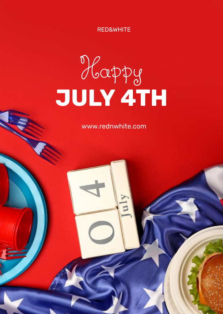 USA Independence Day Celebration With Served Table Postcard A6 Vertical Design Template