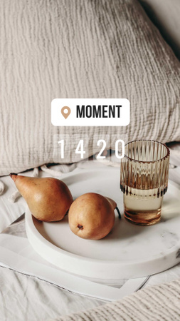 hrušky a sklenice vody v posteli Instagram Story Šablona návrhu