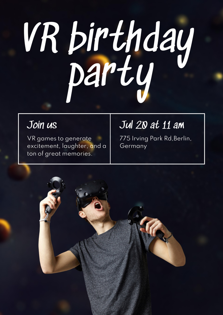 Virtual Birthday Party Announcement Poster Πρότυπο σχεδίασης