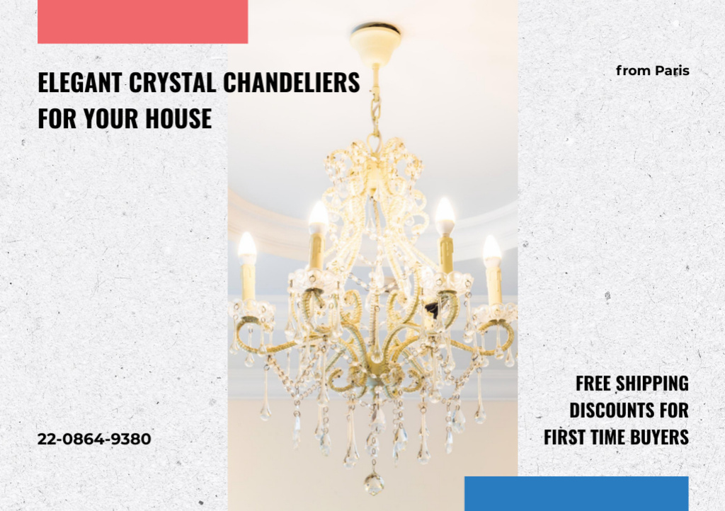 Offer of Elegant Crystal Chandeliers Flyer A5 Horizontal Šablona návrhu