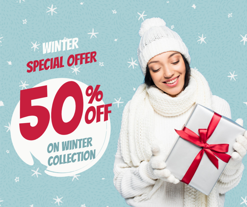 Winter Special Offer of Gifts Facebook Design Template