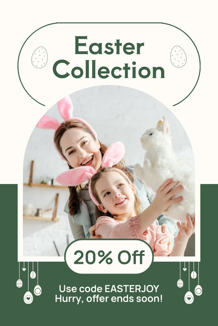 Designvorlage Easter Collection Promo with Cute Mom and Daughter für Pinterest