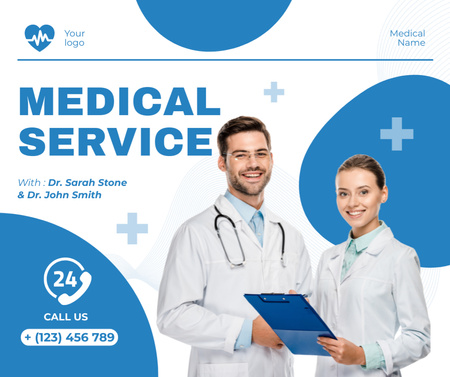 Ontwerpsjabloon van Facebook van Clinic Ad with Professional Doctors
