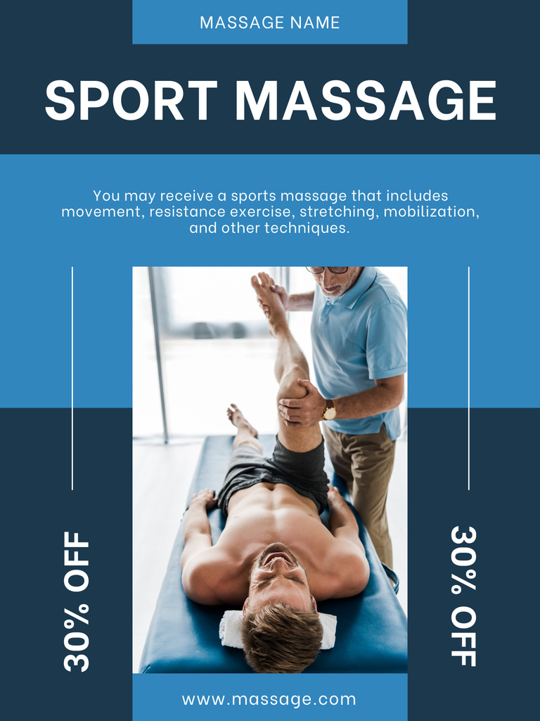 Designvorlage Discount for Sports Massage Services für Poster US