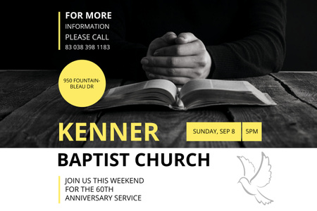 Designvorlage Kenner Baptist Church für Poster 24x36in Horizontal