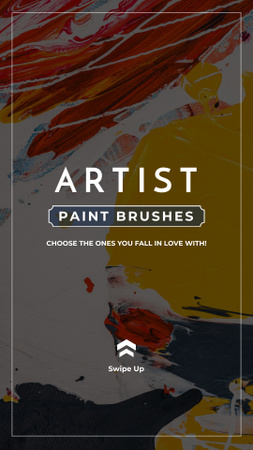 Paintbrushes Sale Offer with Colorful Painting Instagram Story Design Template