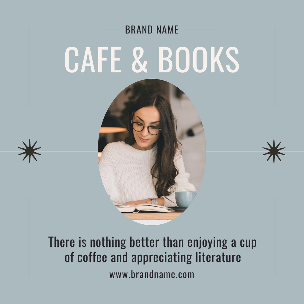 Designvorlage Cup Of Coffee And Literature Offer für Instagram