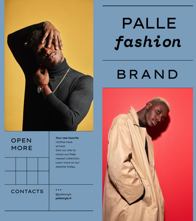 Стильный промо-бренд для мужчин Brochure 9x8in Bi-fold – шаблон для дизайна