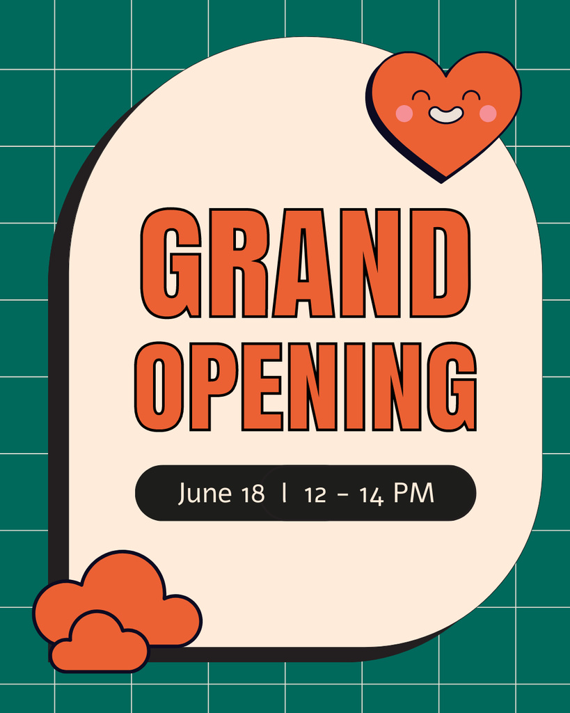 Stylish Grand Opening Celebration Announcement Instagram Post Vertical Design Template