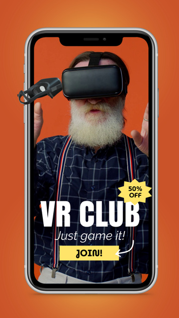 Designvorlage Age-Friendly VR Club With Discount für Instagram Video Story