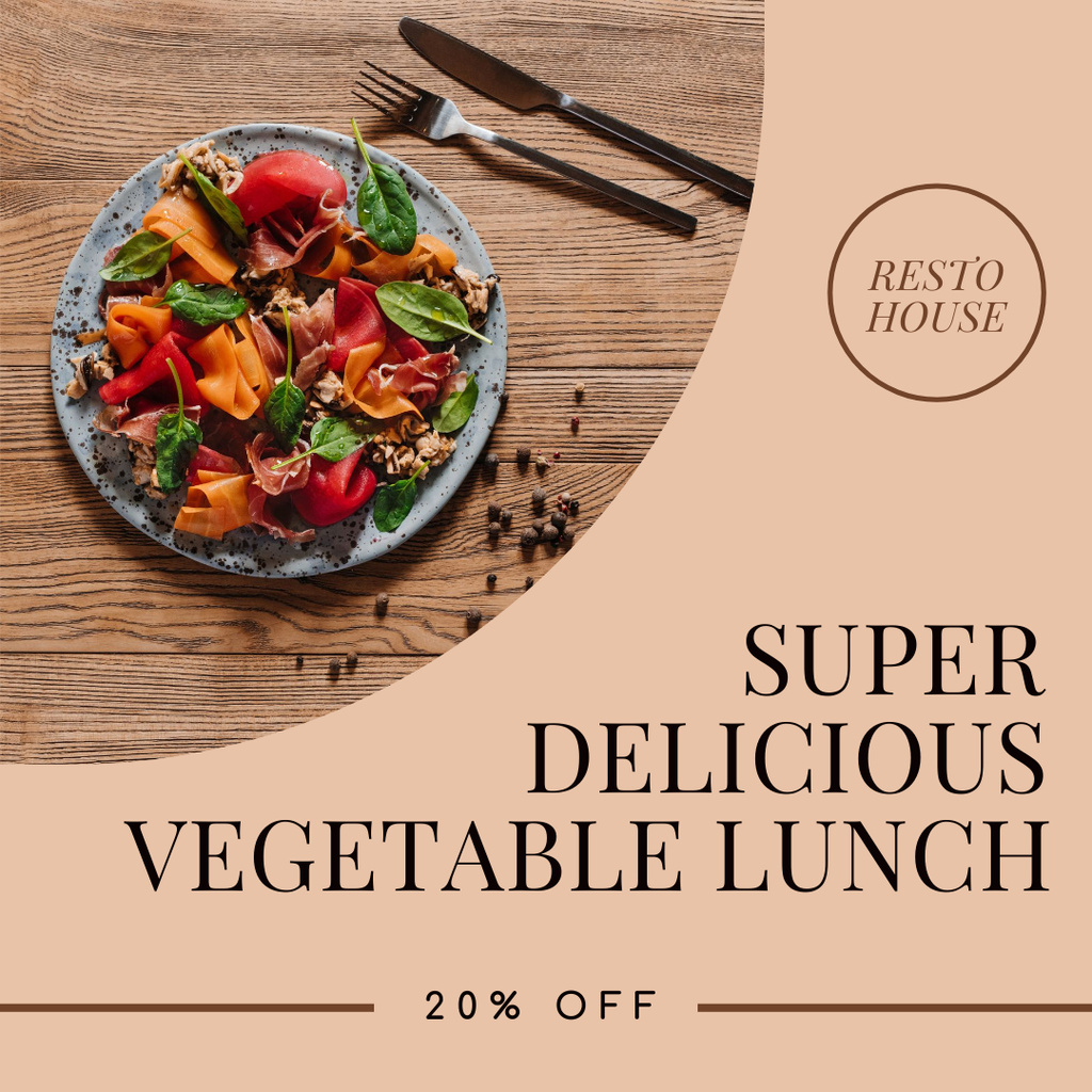 Promoting Delicious Lunch With Vegetables And Discounts Instagram Šablona návrhu