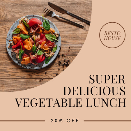 Promoting Delicious Lunch With Vegetables And Discounts Instagram Design Template